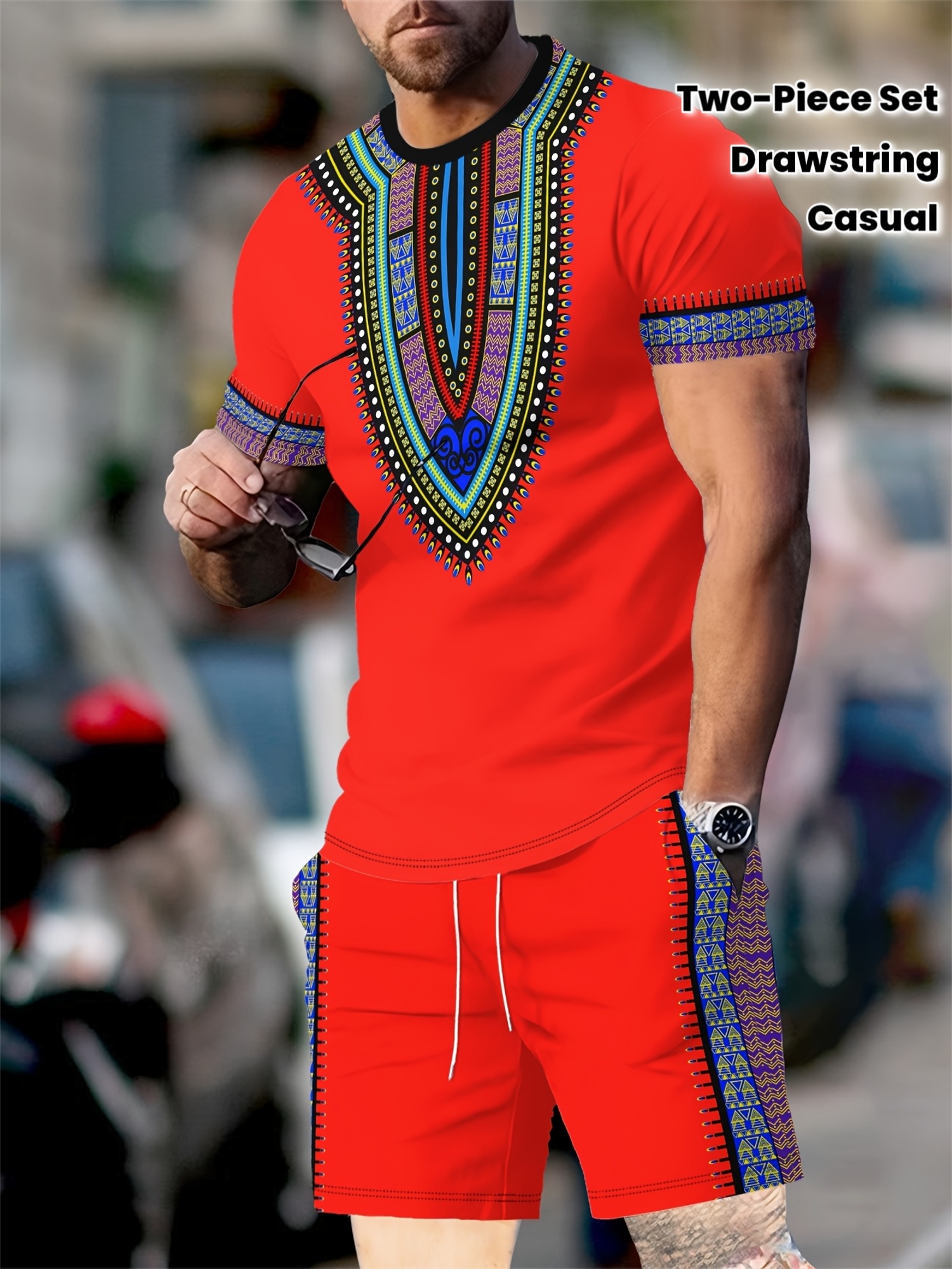 New Men's Suits African Dashik - 3D Printing Jersey avaliação e preço