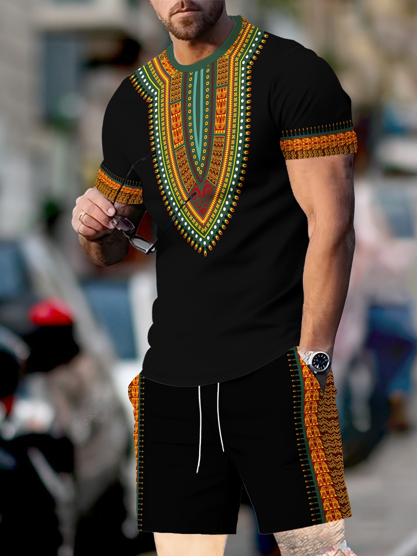 New Men's Suits African Dashik - 3D Printing Jersey avaliação e preço