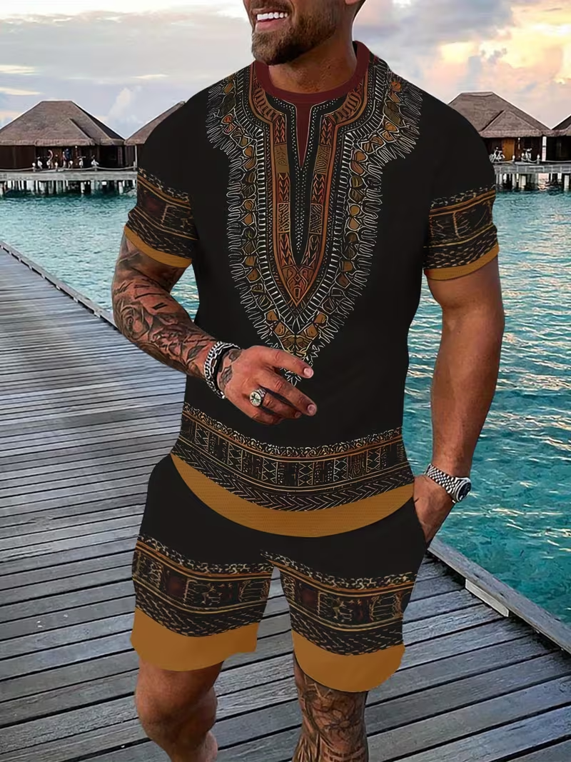 New Men's Suits African Dashik - 3D Printing Jersey avaliação e preço