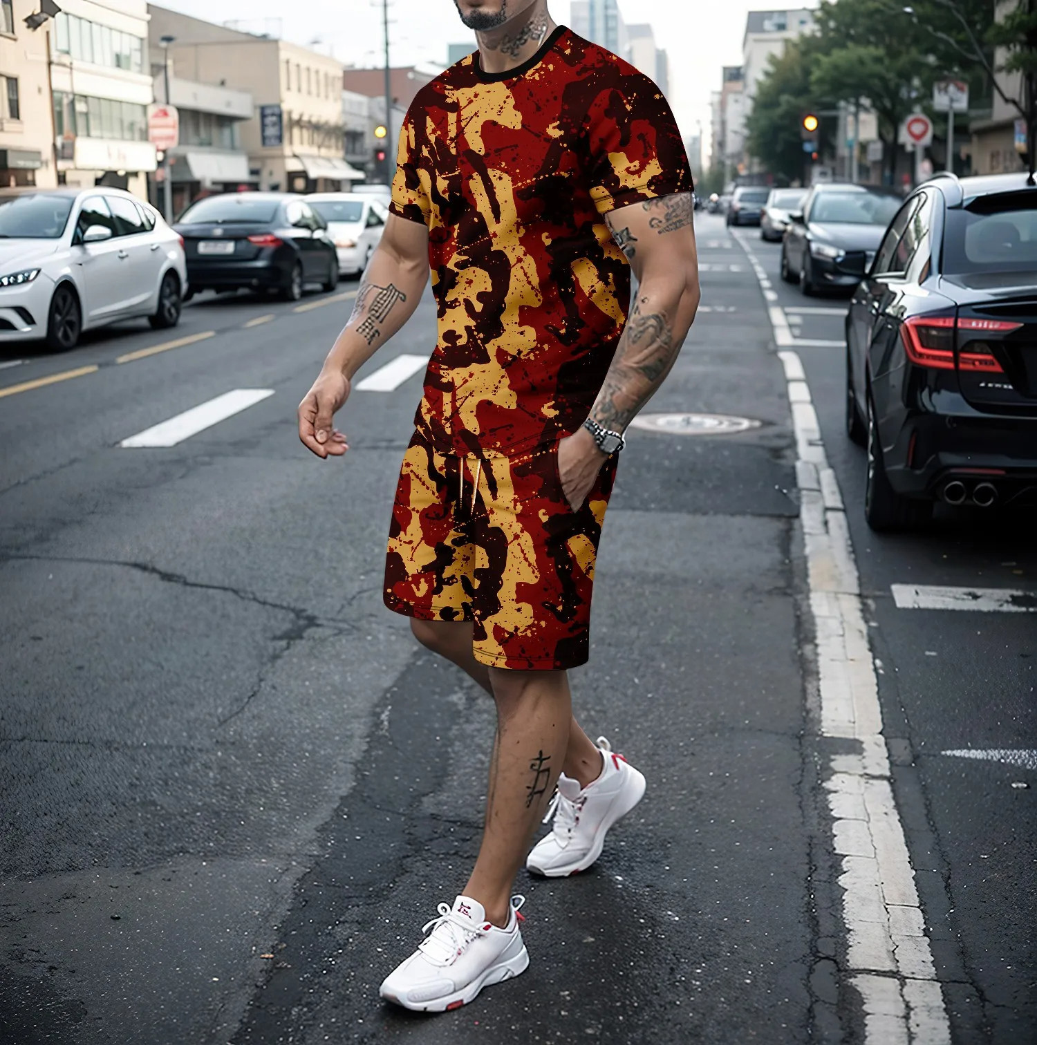 Camouflage Outdoor Tracksuits  - 3D Printing Jersey avaliação e preço